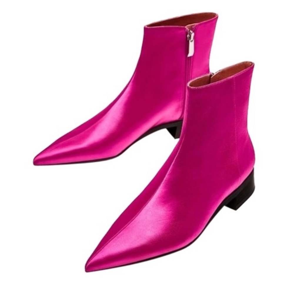 COPY - Zara Hot Pink Pointed Toe Satin Boots